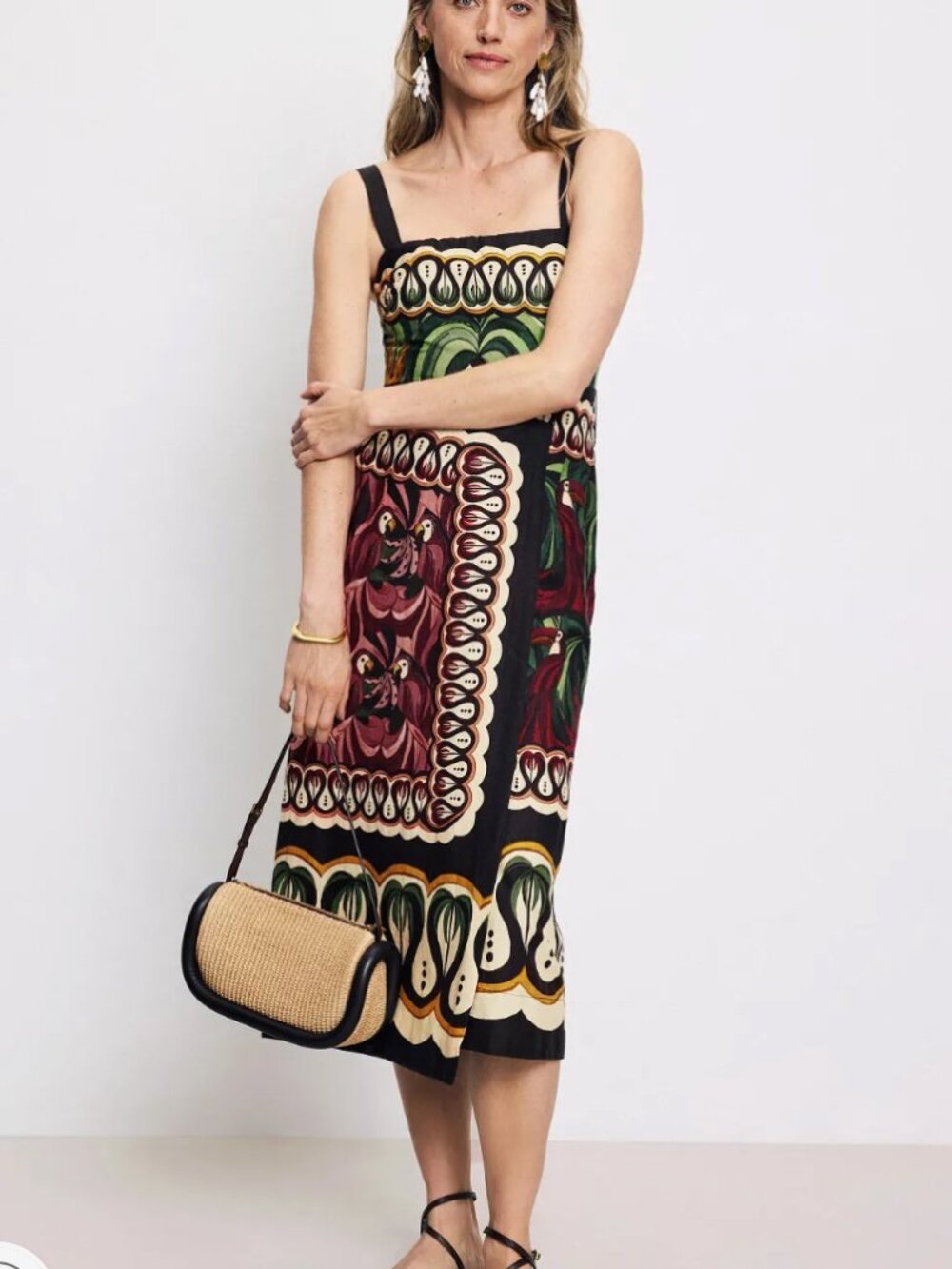 FARM RIO Coconut Tree Flow Scarf Dress Small